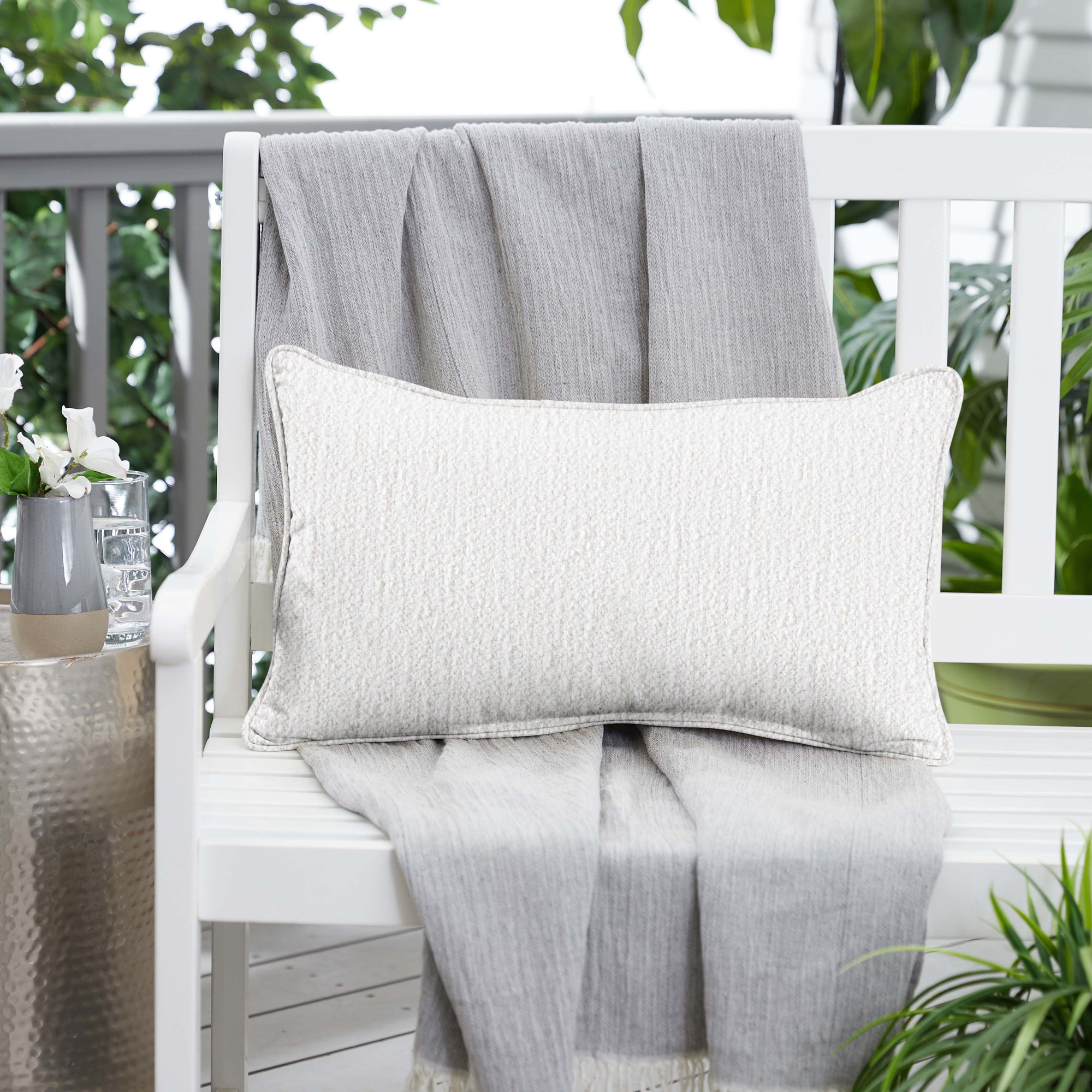 Ardell Sunbrella® Boucle Indoor/Outdoor Throw Pillow, 20" x 13", Improve Indigo