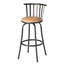 Chaise de bar pivotante à dossier bas en similicuir brun et noir