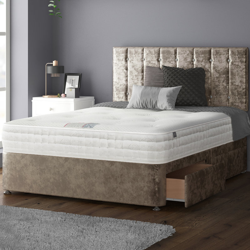 Fain Divan Bed Base, Truffle, 2 Foot-end Drawers, Small Double (4')