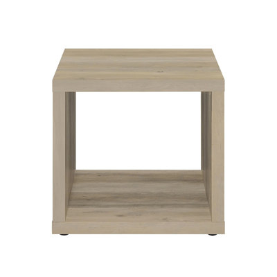 Table de bout carrée en bois d'ingénierie, pin vieilli