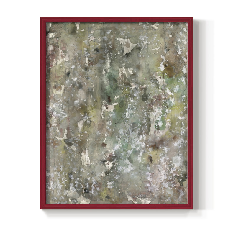«Abstract Bark I», reproduction encadrée - bois massif, H 11 po x l 9 po, Rouge