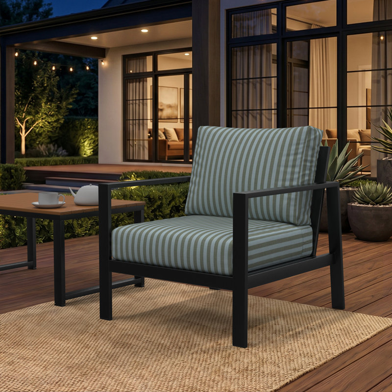 Sunbrella Outdoor Lounge Chair Cushion, Sail Away Aloe