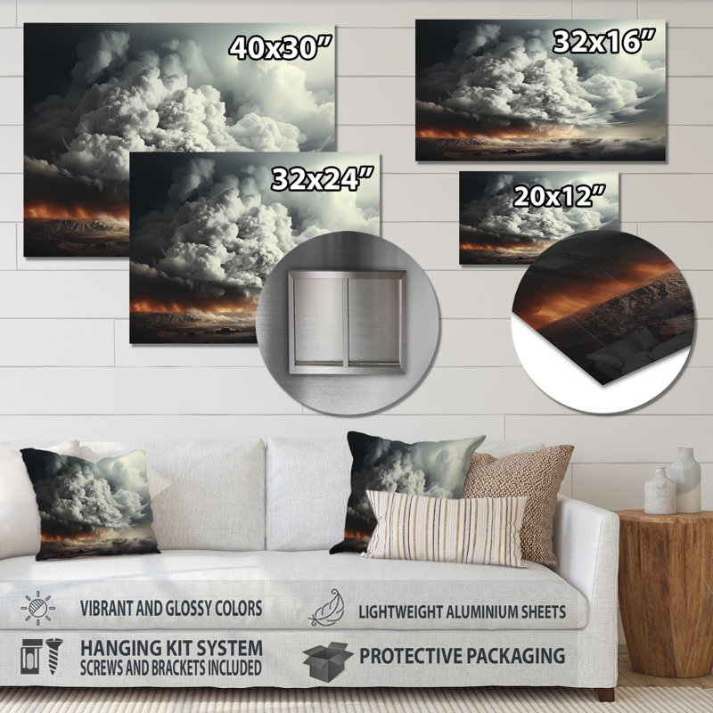 «Ethereal Stormy Skies Horizon II» - art mural en métal Storms, H 24 po x l 32 po x P 1 po