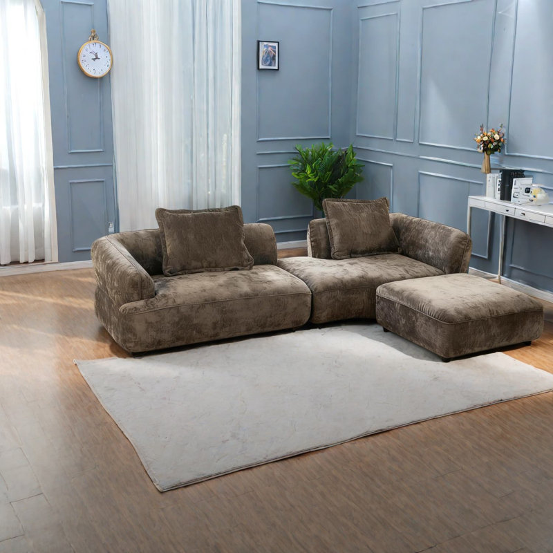 Modulaires spacieux et modernes, en mousse brun foncé, parfaits pour le salon
