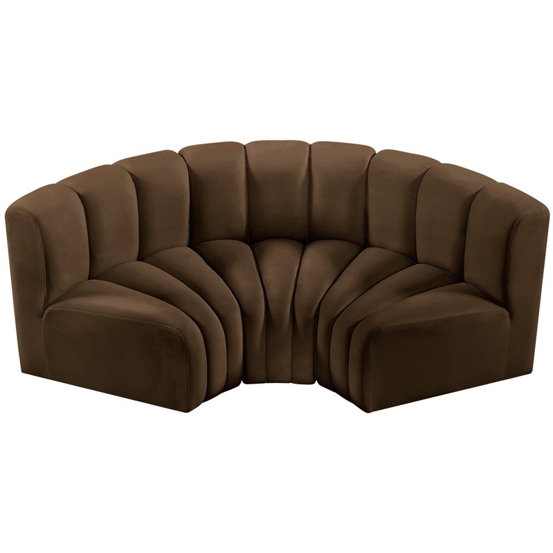 Hollybeth Upholstered Sofa & Chaise, Brown Velvet