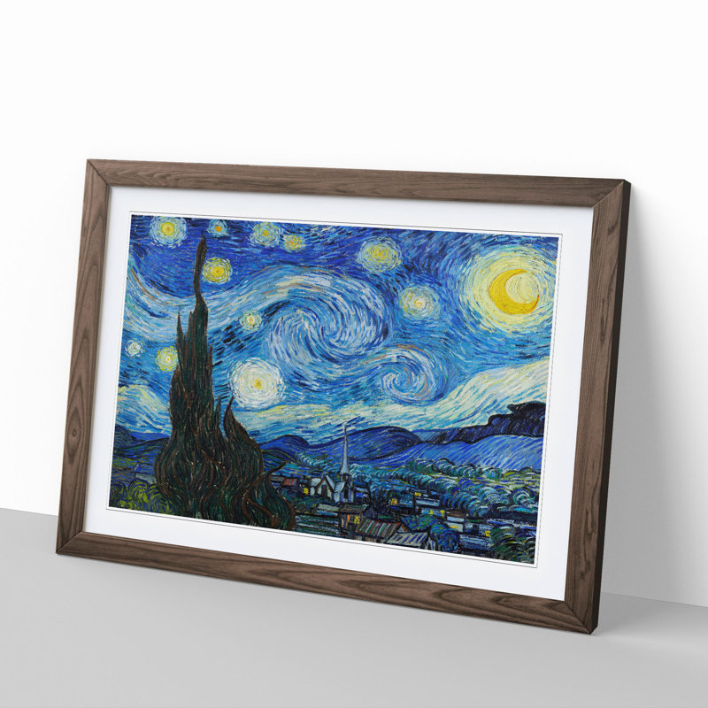 The Starry Night by Vincent Van Gogh - Framed Print, 36cm H x 48cm W x 2cm D, Walnut Framed