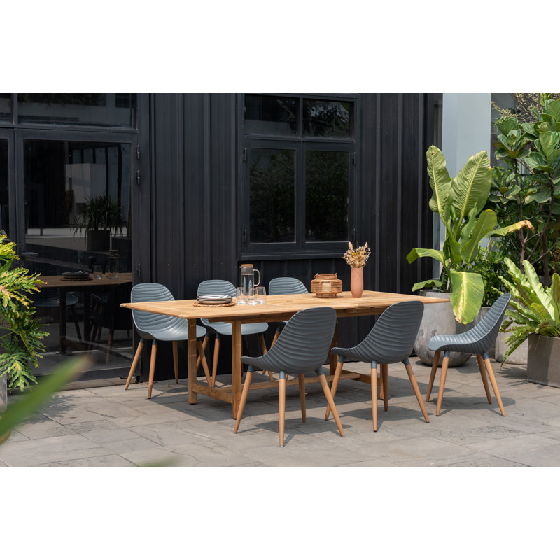 Ensemble repas d'extérieur en bois de teck massif 7 pièces FSC Anautica