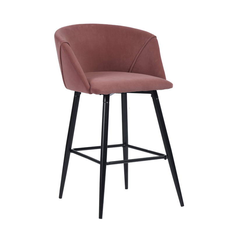 Meurer Upholstered Counter Stool with Metal Frame, Rose
