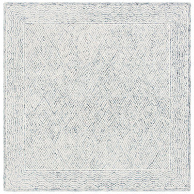 Tapis bleu / ivoire en laine touffeté à la main Arlington