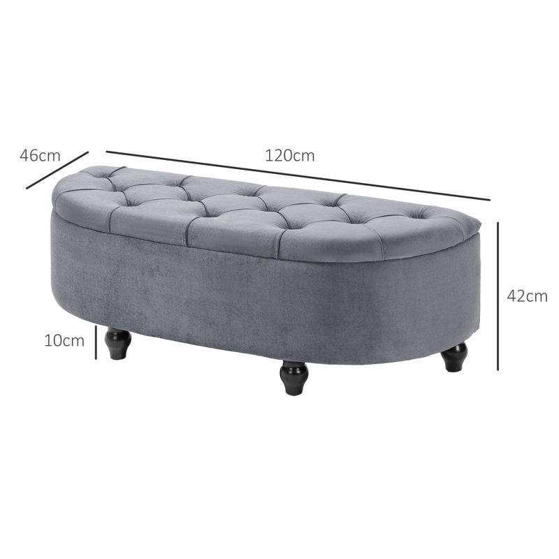 Uyen Polyester Blend Upholstered Storage Bench, Dark Grey