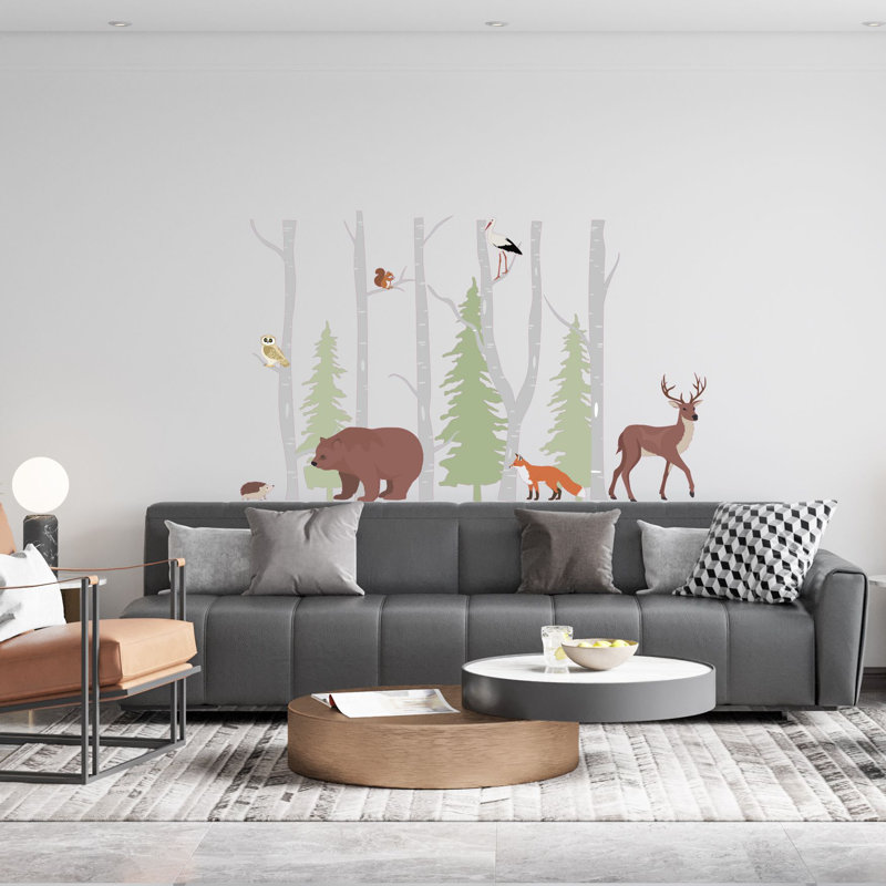 Adhésif décoratif animaux sauvages et arbres, H 12 po x l 20 po