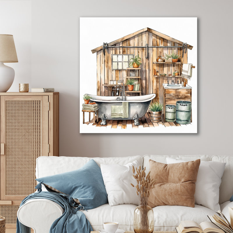 «Natural Bathroom Decor XXXIV», reproduction sur toile encadrée, H 30 po x l 40 po x P 1,5 po, Toile tendue