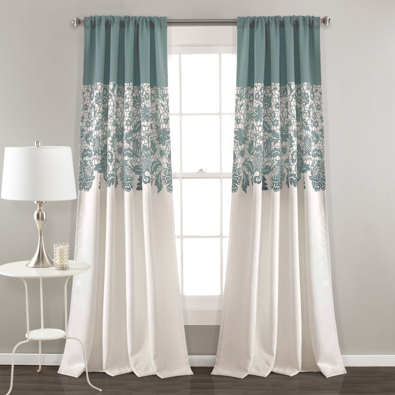 Estate Garden Print Room Darkening Curtain Pair, Blue, 52" x 84"