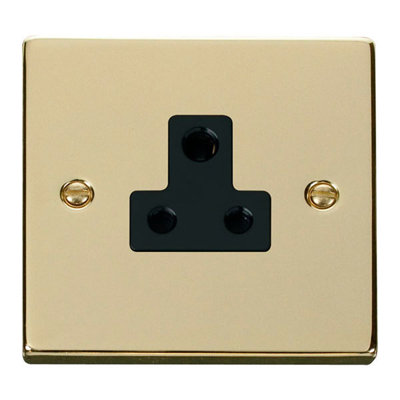 Polished Brass 1 Gang 5A Round Pin Socket
