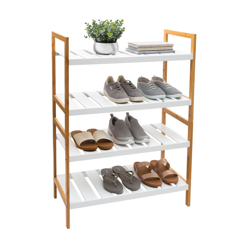 Range-chaussures empilable en bambou à 2 niveaux pour 2 paires Hasson