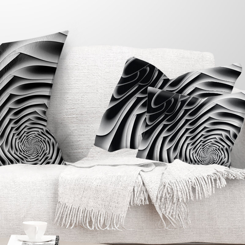 Art floral fractal en forme de fleur - coussin imprimé abstrait, blanc