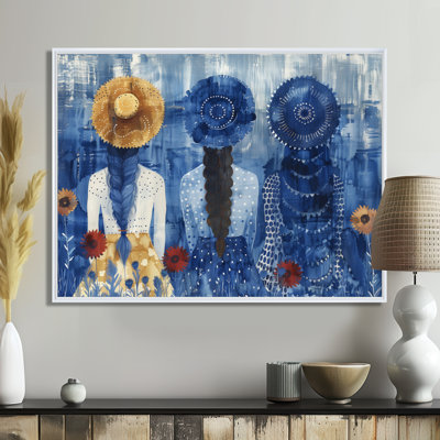 «Blue Boho Woman In Meditation - Woman Boho», reproduction d'art murale