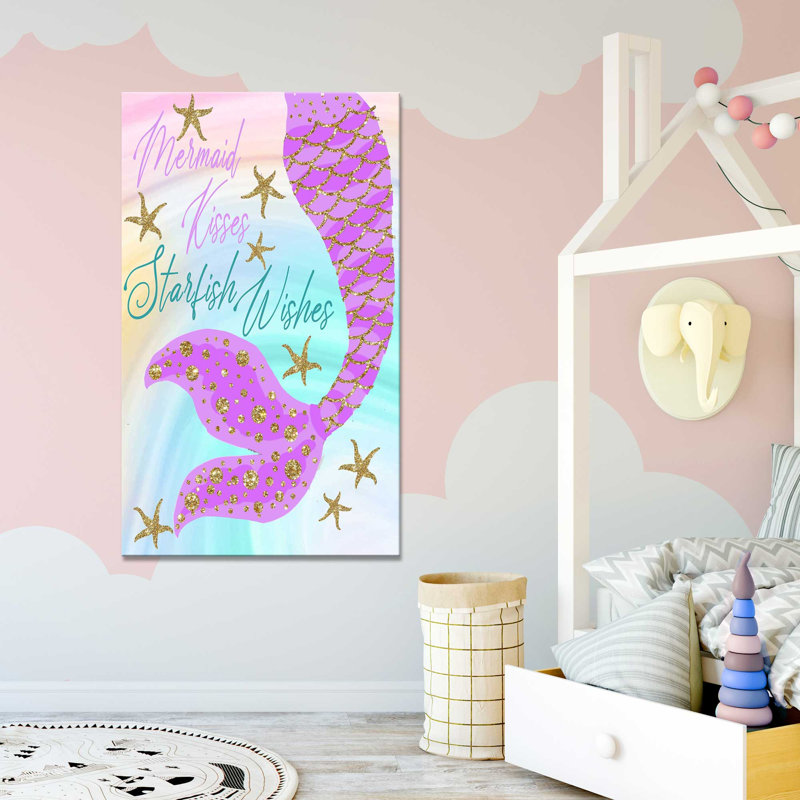 «Mermaid Kisses Starfish Wishes (Vertical)» par Jodi - impression, H 30 po x l 18 po x P 1 po, Toile tendue
