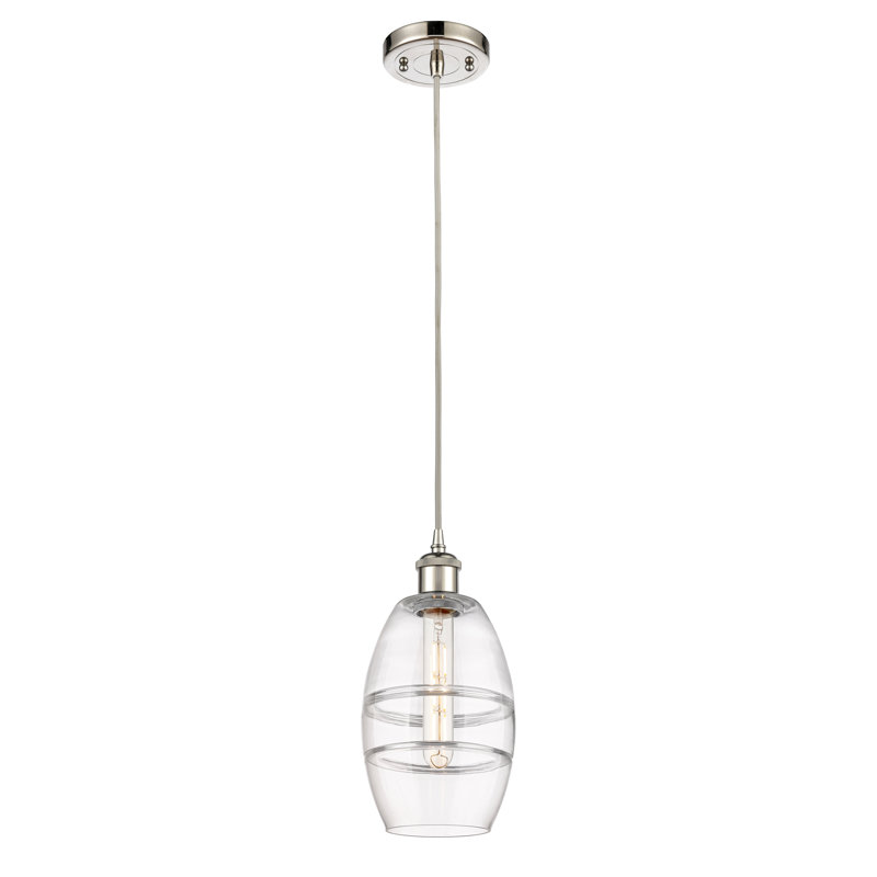 Luminaire suspendu 1 lumière Absalat, H 8,13 po x l 5,88 po x P 5,88 po, Transparent, Nickel poli