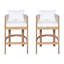 Ensemble de 2 tabourets de bar d'extérieur, tabouret de bar en corde beige avec coussin beige doux