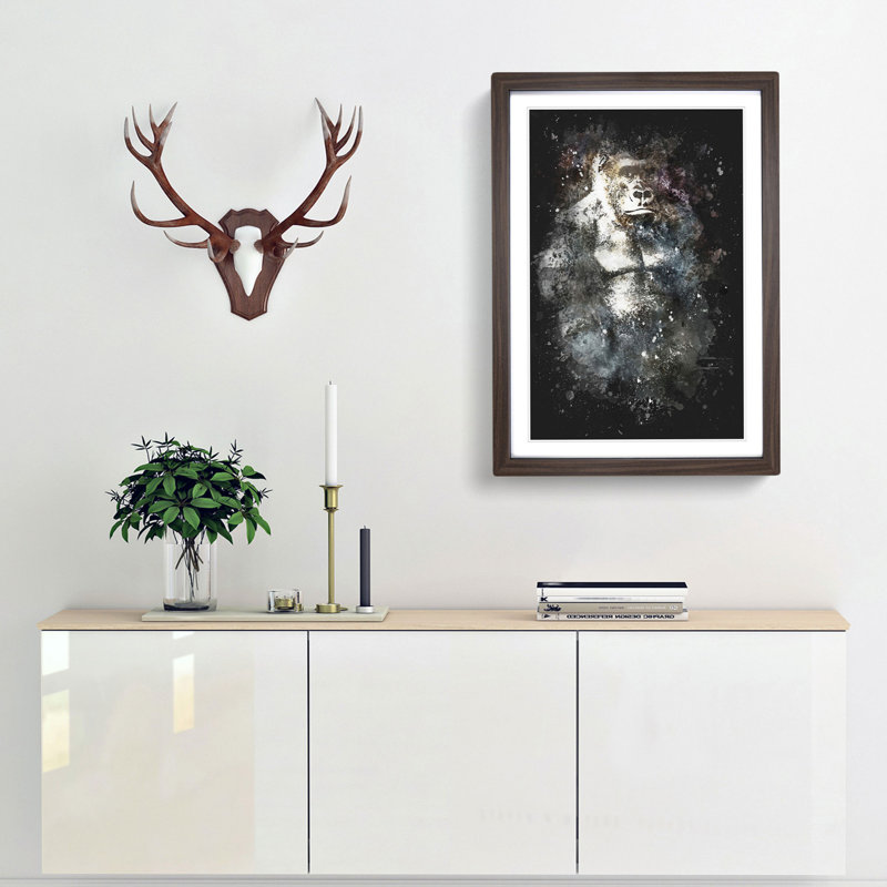 The Silverback Gorilla - Picture Frame Painting Print, 87cm H x 62cm W x 2cm D, Walnut Framed