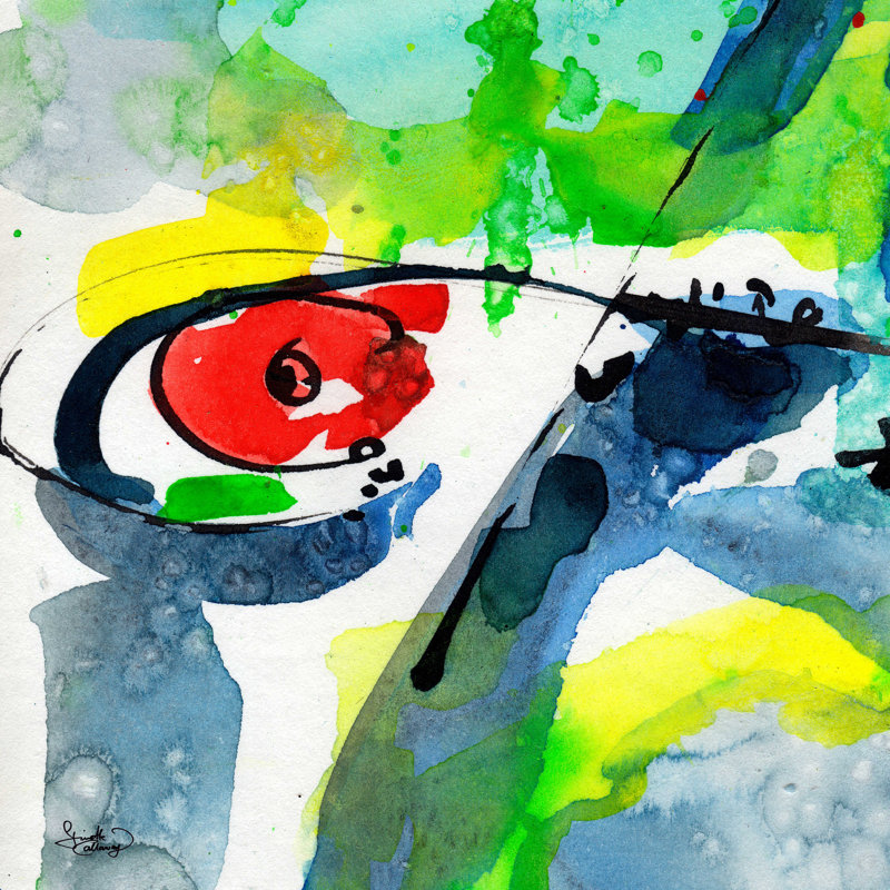 Liz Ginette, reproduction d'art sur toile tendue Aquatica 1, H 30 po x l 30 po, Cadre simple érable érable, Oui
