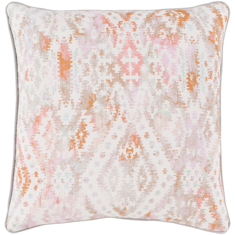 Roxanne Cotton Pillow Cover, 20" H x 20" W, Bright Pink