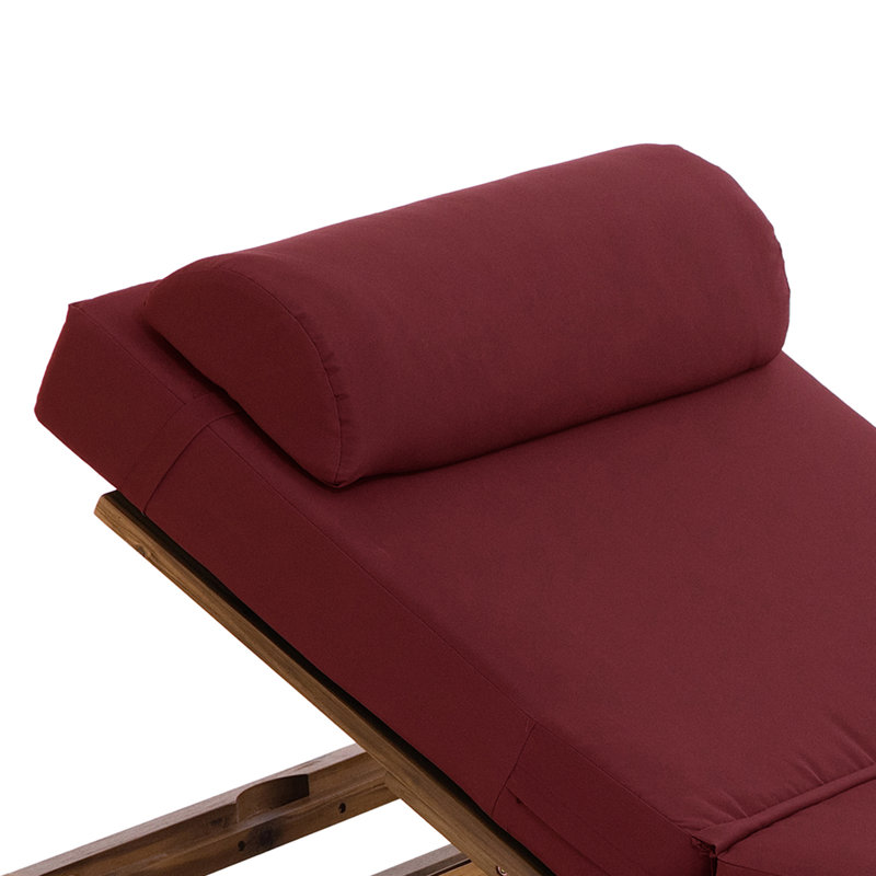 Chaise longue d'extérieur résistante à la rouille, coussin inclus, Rouge
