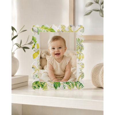 Plumeria Lemon Scalloped Acrylic Picture Frame, 7" x 9"