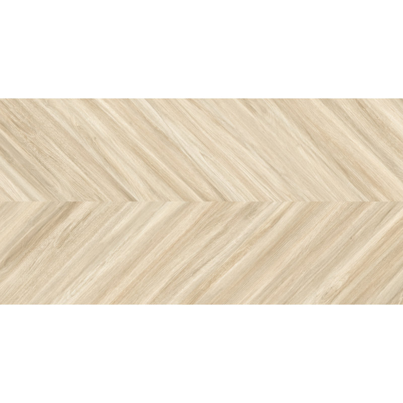 Carreau de porcelaine pour plancher et mur à aspect chevron espagnol 24 po x 48 po (2 PCS, 15,5 pieds carrés / caisse), Beige
