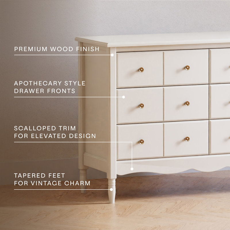 Liberty 6 Drawer 48" W Double Dresser, Warm White