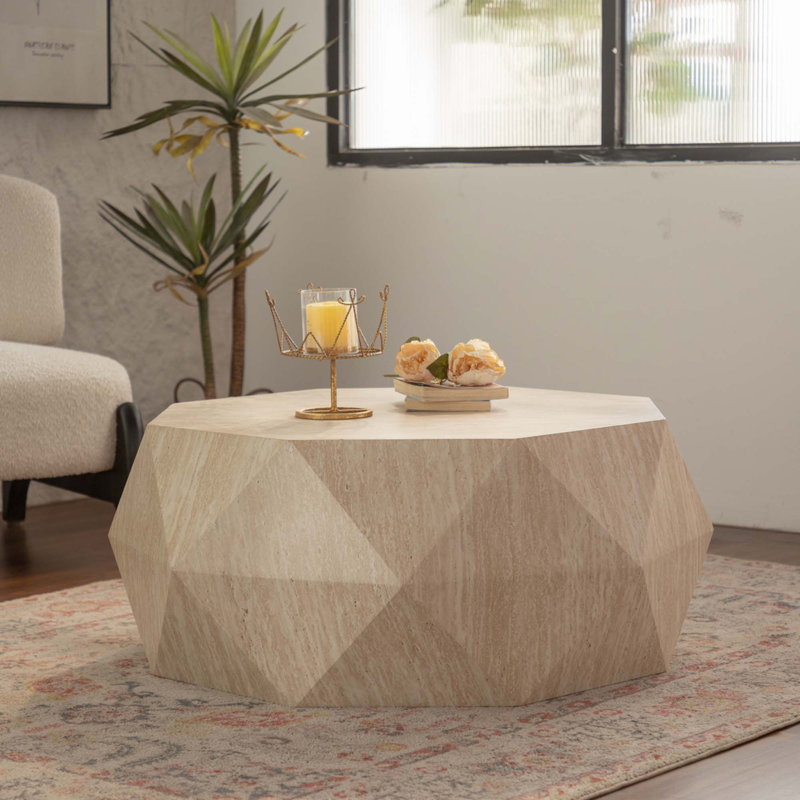 Table basse Modern Farmhouse, table basse tambour, table basse naturelle de style rétro
