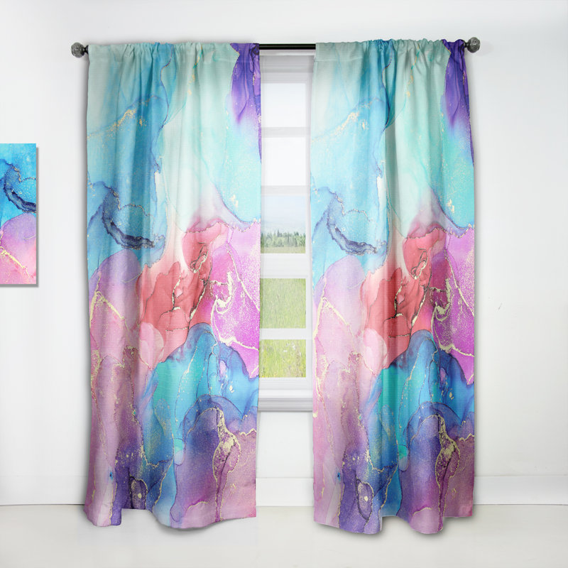 Paire de rideaux semi-transparents avec passe-tringle Fluid Art V