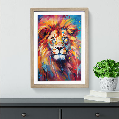 Lion Abstract - Single Picture Frame Print on Wood