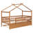 Twin Size Wooden House Bed with Twin Size Trundle, Walnut-453554830-453554831