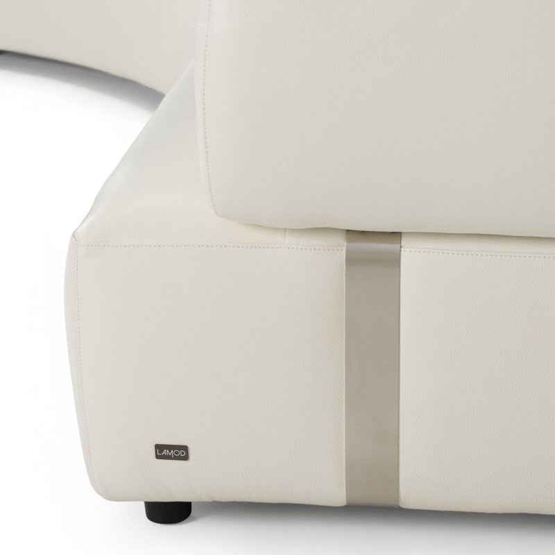 Stuart - Canapé modulaire contemporain en cuir blanc faisant face à la gauche
