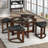 Solid Wood Glass Top Round Table Set, Coffee Table With 4 Stools
