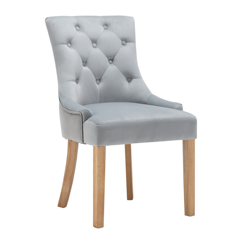 Avia 52cm H Velvet Upholstered Dining Chair, Light Grey