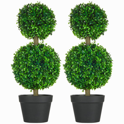 Plante artificielle pour la décoration intérieure et extérieure, plantes artificielles en pot, 2 boules topiaire pour bureau à domicile, décoration de salon