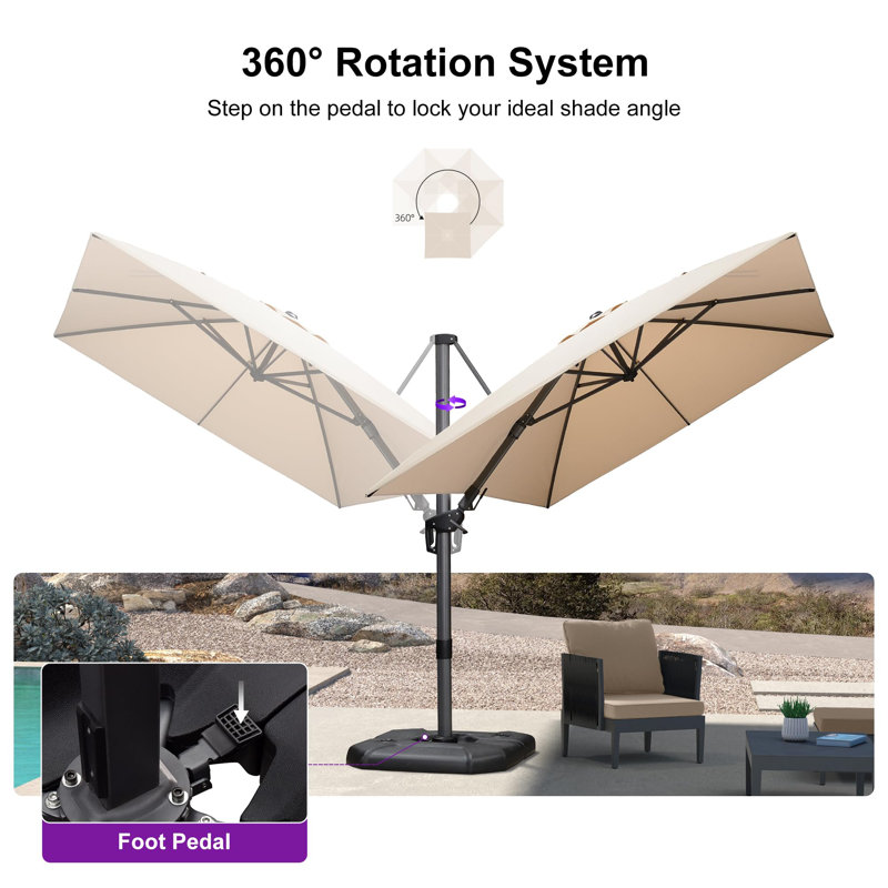 243cm X 335cm Rectangular Cantilever Parasol, Beige