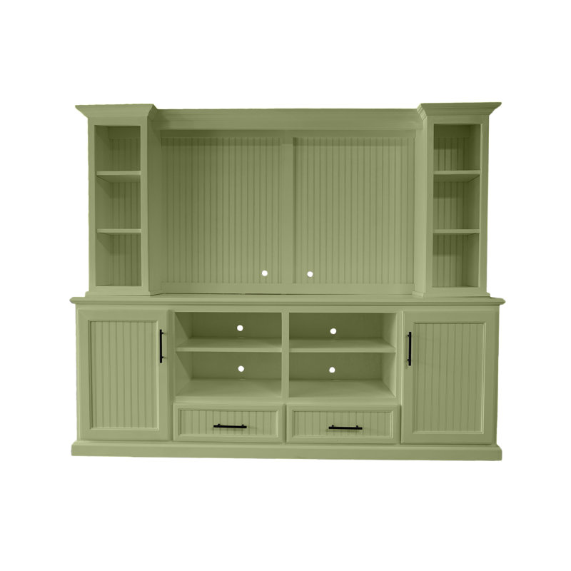Crédence en bois massif deux pièces, Sauge d'été, 76" H x 82.5" W x 12.75" D