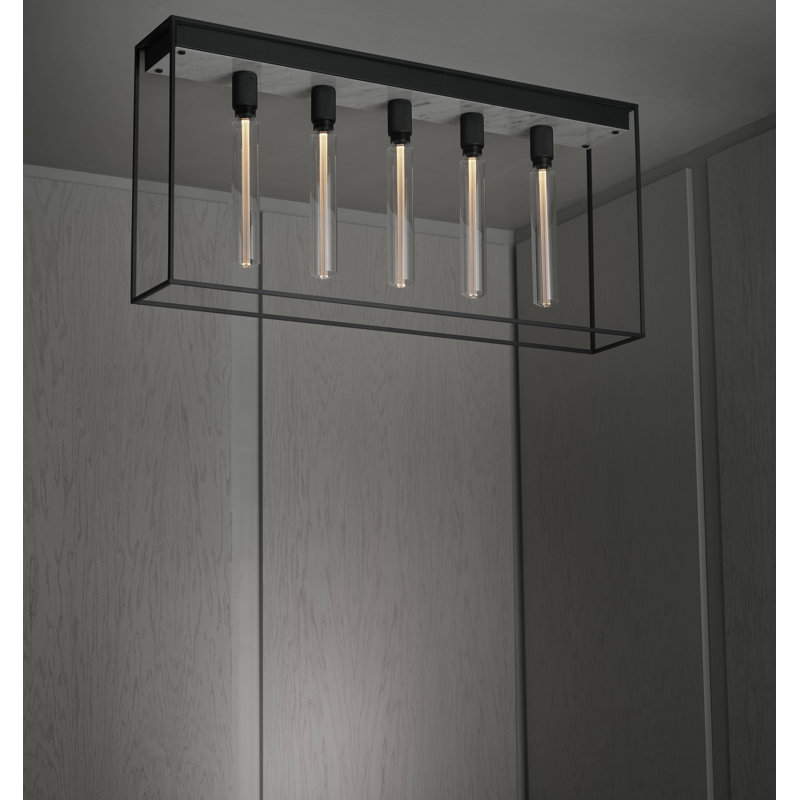 5-Bulb Rectangular Ceiling Light, Marble White