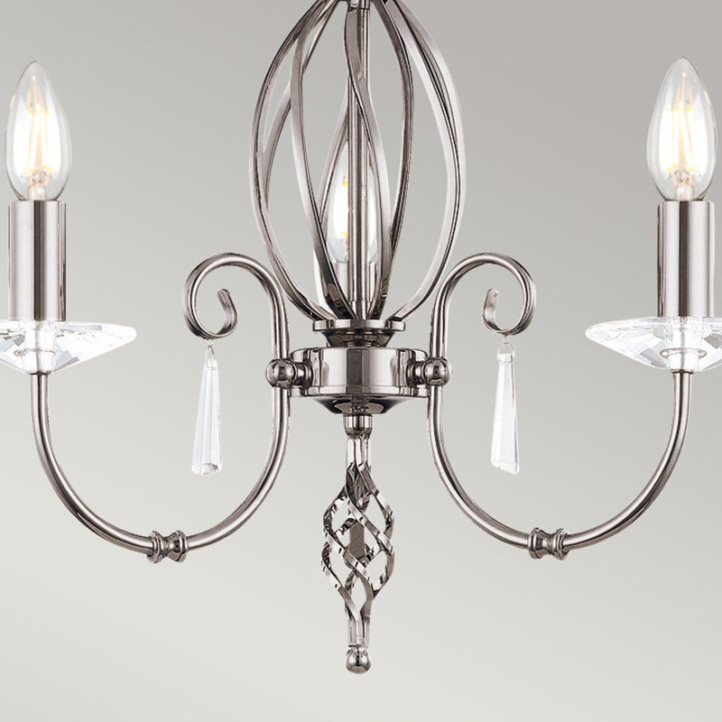 Thebes 3 - Light Candle Style Chandelier, Polished Nickel