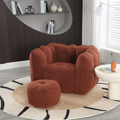 Fauteuil à billes souple avec mousse haute résilience pour le salon et la chambre à coucher, canapé carré confortable avec repose-pieds, housse pour adultes pour jouer, lire et regarder la télévision