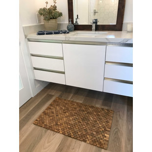 Tapis de douche surdimensionné en teck massif pour l'intérieur et l'extérieur