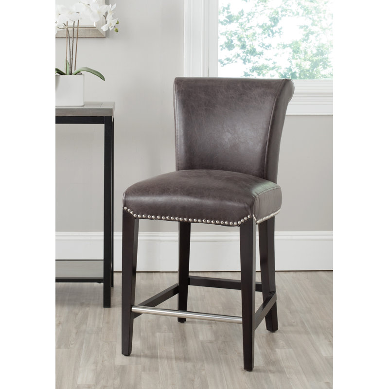 Tabouret de bar et de comptoir Aleshia, Petit tabouret (siège d'une hauteur de 22,60 po), Brun foncé
