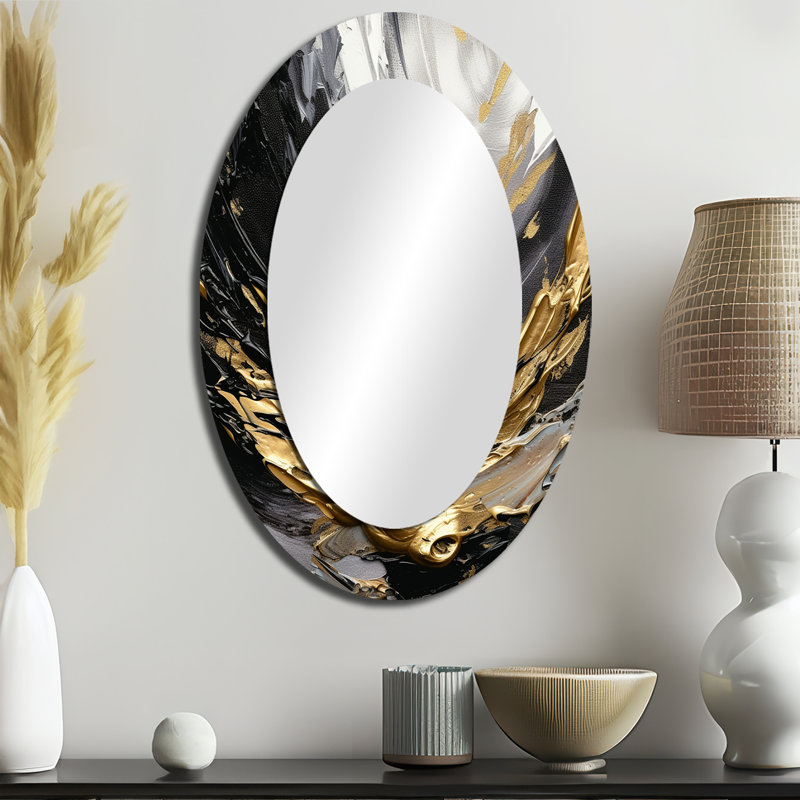 Miroir mural ovale doré Golden Wave Reflections, 36 po x 24 po