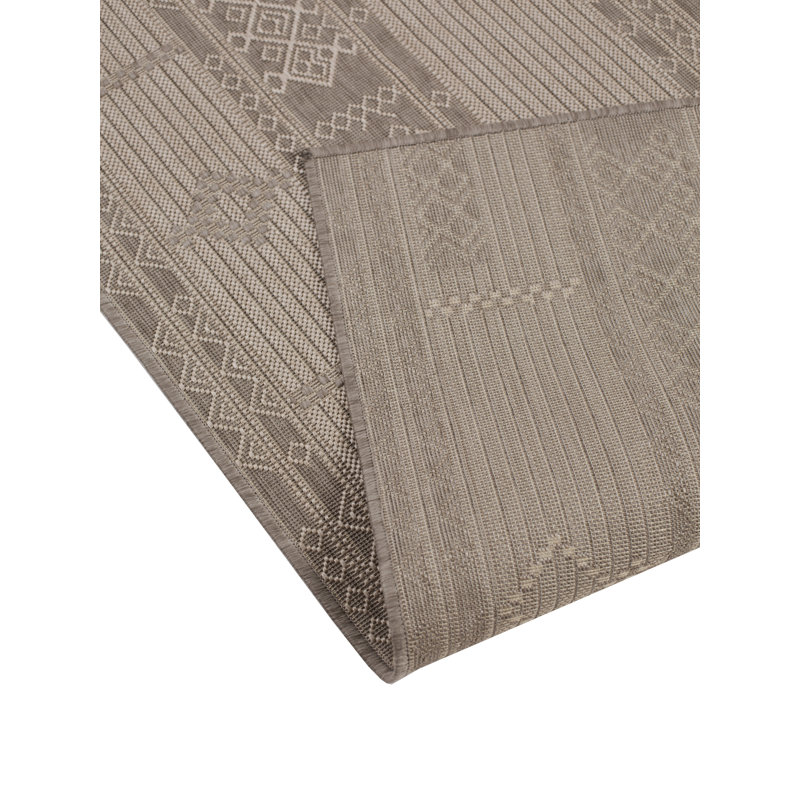 Tapis décoratif intérieur/extérieur à motif géométrique beige Wanamaker, Rectangle 2 pi x 3 pi