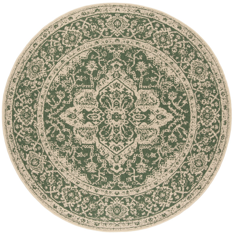Danya Oriental Green/Cream Indoor/Outdoor Area Rug