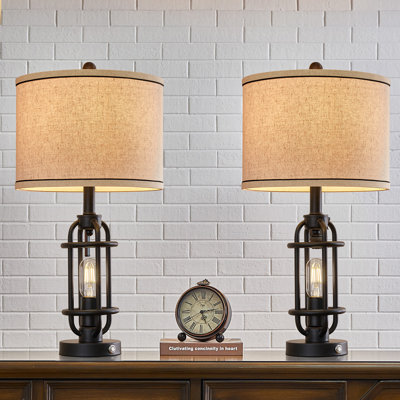 Jacolbi 3 Way Dimmable Touch Control Table Lamp with Dual USB Ports